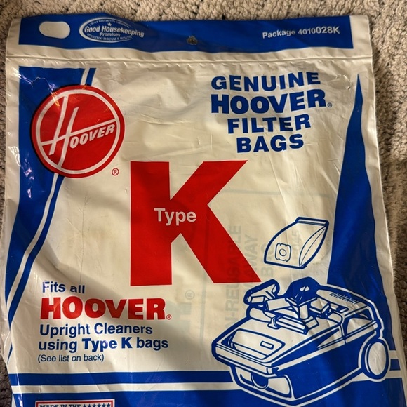 Hoover Type K Package 4010028K Fits all Hoover Canister Cleaners -3 Filter Bags - Picture 2 of 6